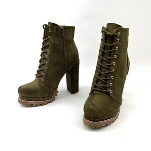 LILIANA Womens Green Hi Heel Lace-Up Side-Zip Ankle Boots US sz 7.5 NWOT